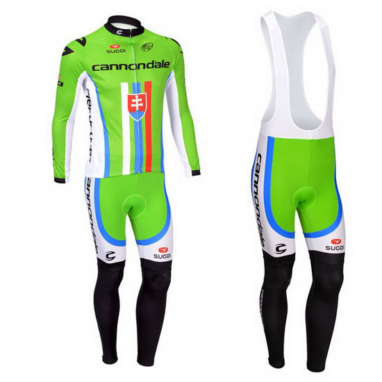 2013 Maillot Cannondale Tirantes Mangas Largas verde